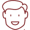 Smiling cartoon face with rounded features, representing friendly orthodontic care for children.
