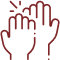 Two hands with pointing fingers showing direction or guidance in outline style.