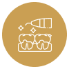 Orthodontist treating patient in dental chair with overhead light during examination.