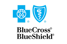 Blue Cross Blue Shield logo with registered trademark symbols on white background.
