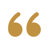 Decorative quotation marks symbol in gold, used for testimonials or patient reviews section.