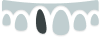 Decorative row of gray and black oval shapes representing teeth or dental elements.