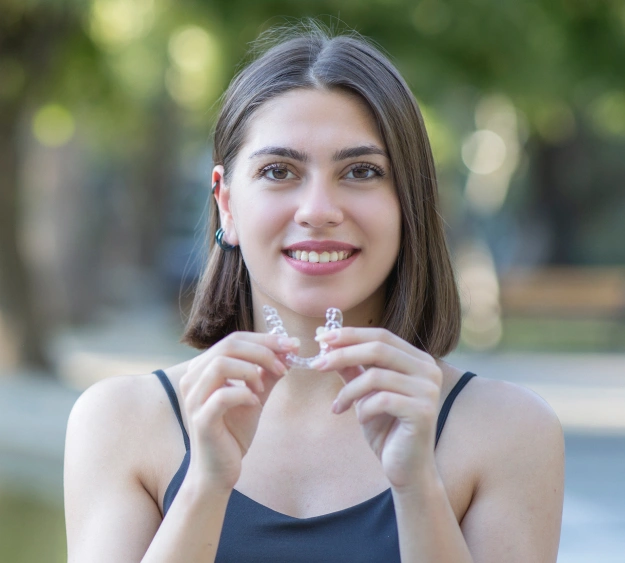 Woman holding broken cigarette outdoors, promoting health and smoking cessation awareness.